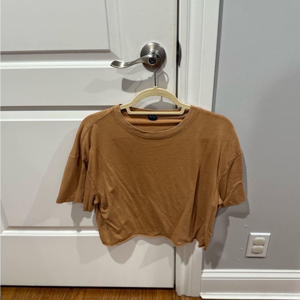 Elegant Tan Women's Short Sleeve Top